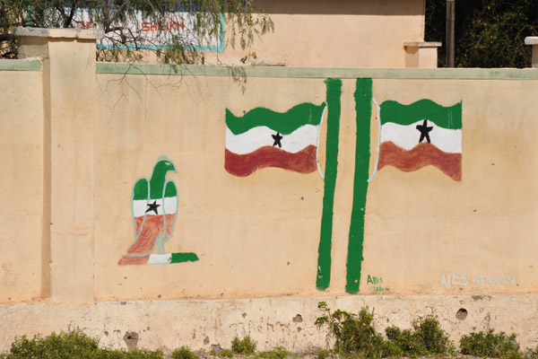 Somaliland flags painted on a wall in Sheekh