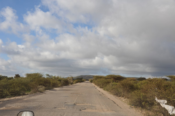 The potholed road leading from Sheikh to Burao