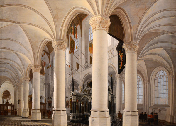 Ambulatory of the Nieuwe Kerk in Delft, with the Tomb of William the Silent, Gerard Houckgeest, 1651