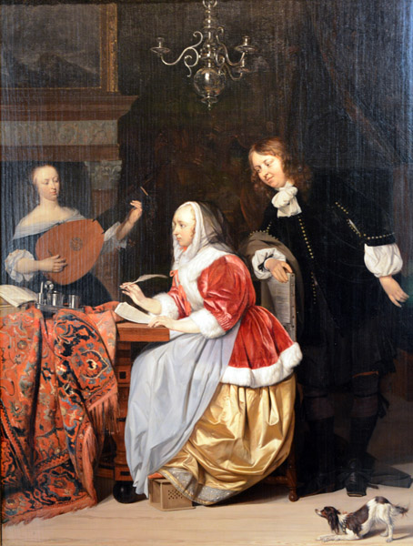 A Young Woman Composing a Piece of Music, Gabril Metsu, ca 1662-63
