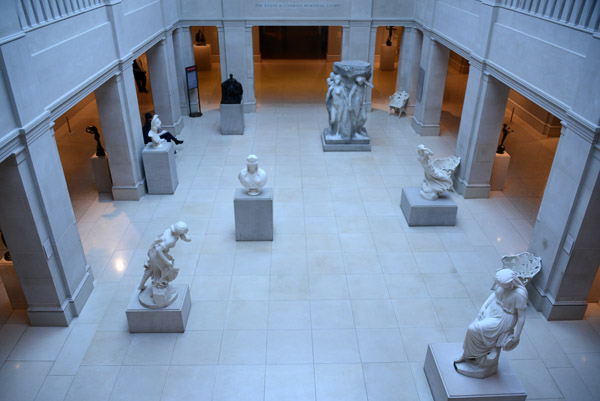 Looking down on the sculpture hall from the upper level of the American Gallery