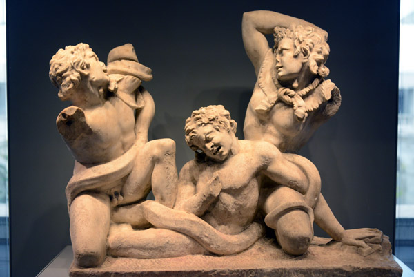 Sculptural Group Depicting Three Satyrs Struggling Against a Serpent, Roman, 1st C. AD