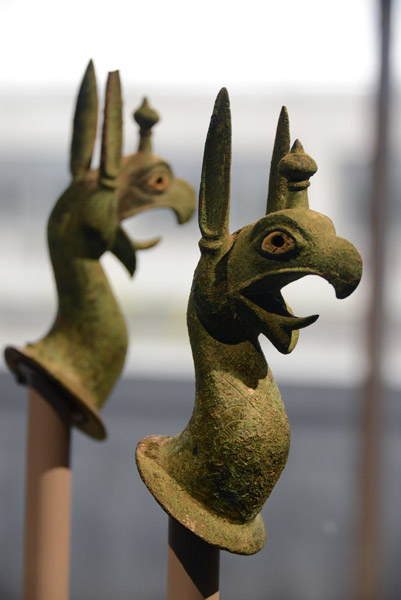 Pair of Protomes Depicting the Forepart of a Griffin, Greek (probably Samos), 625/575 BC