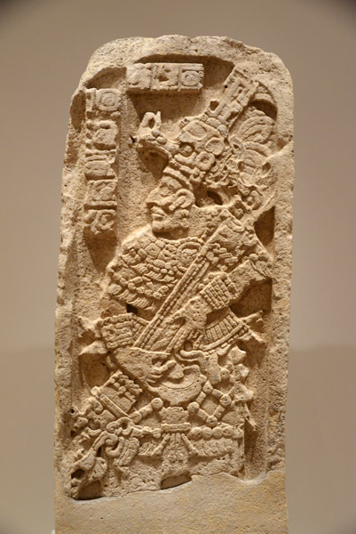 Stela, Late Classic Maya, Campeche or Quintana Roo, Mexico, AD 702
