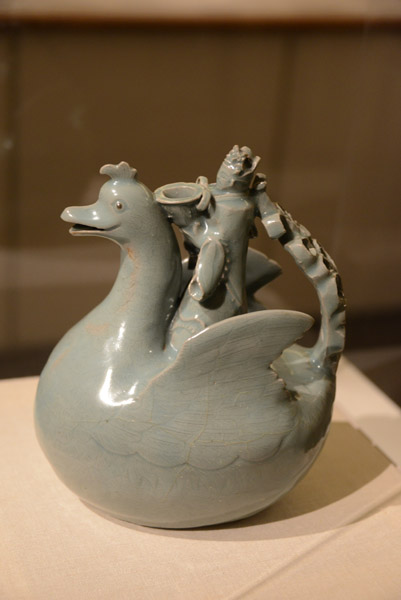 Bird-Shaped Ewer with Crowned Rider Holding a Bowl, Korea-Goryeo Dynasty, 12th C.
