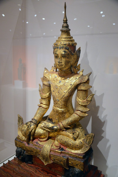 Crowned Buddha Seated on Elephant Throne, Burma ,19th C.