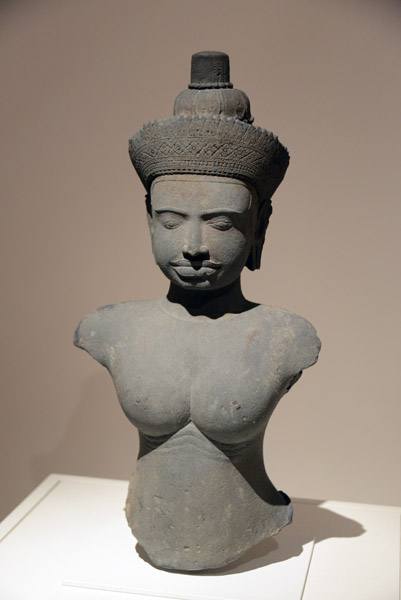 Bust of a Female Deity (Devi), Cambodia-Angkor Period, 10th-11th C.