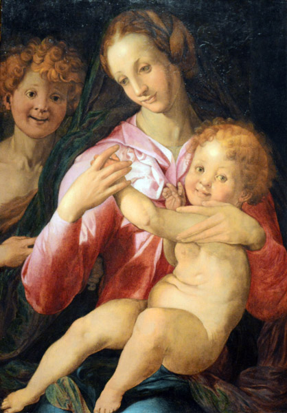 Virgin and Child with the Young Saint John the Baptist, Agnolo Bronzino or Follower, 1527/1530+