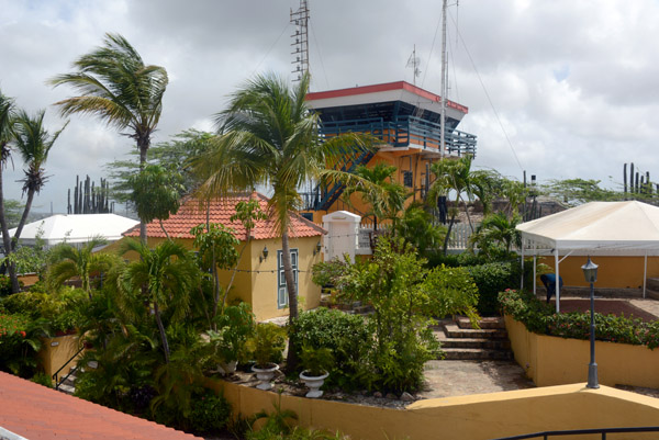 The Port of Curaçao control tower sits atop Fort Nassau