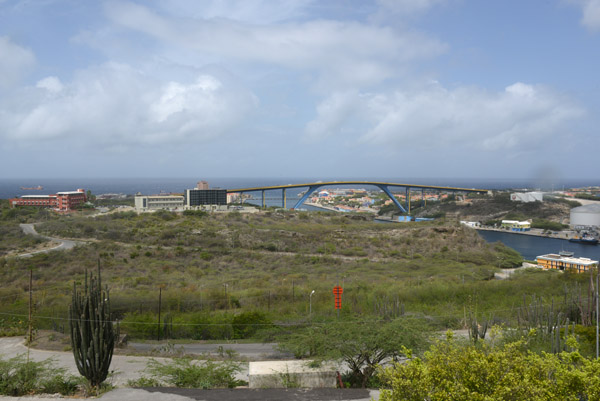 View south from Fort Nassau towards Willemstad and the Queen Juliana Bridge