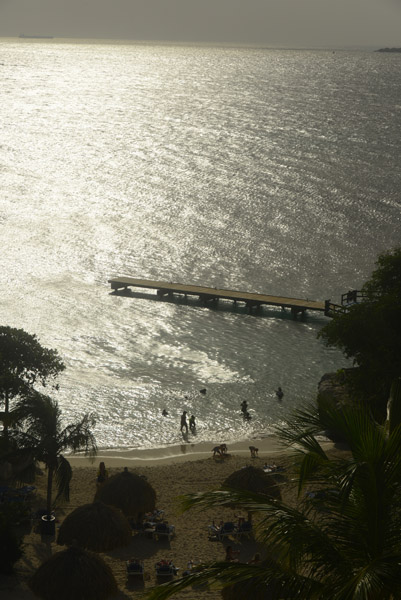 Sun glint with the pier off the Curaao Hilton