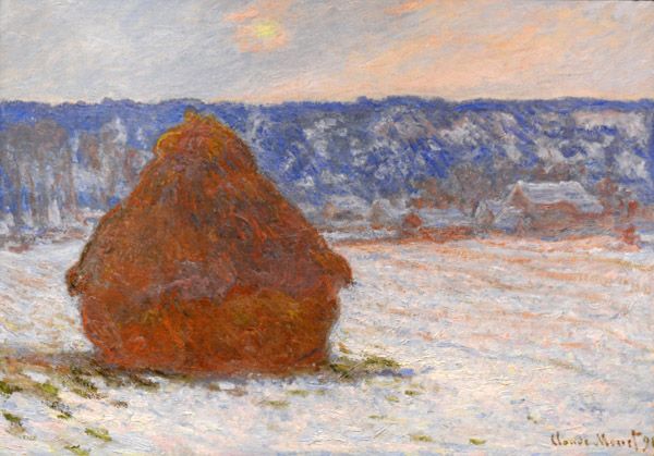 Stacks of Wheat (Snow Effect, Overcast Day), Claude Monet, 1890-91