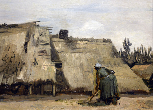 A Peasant Woman Digging in Front of Her Cottage, Vincent van Gogh, ca 1885