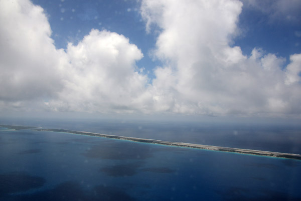 The atoll of Rangiroa seems barely wide enough for the airport