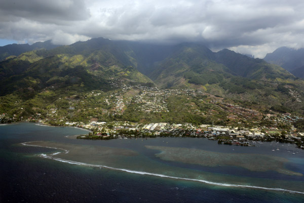 Nearing Papeete on approach to Tahiti's Faaa Airport