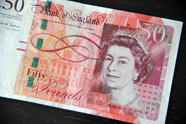 Soon to be replaced GBP50 paper banknote