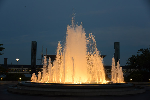 Amalie Gardens Fountain at night, Copenhagen