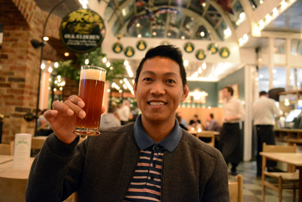 Dennis with a beer at the Apollo Brewery next to the Tivoli Gardens