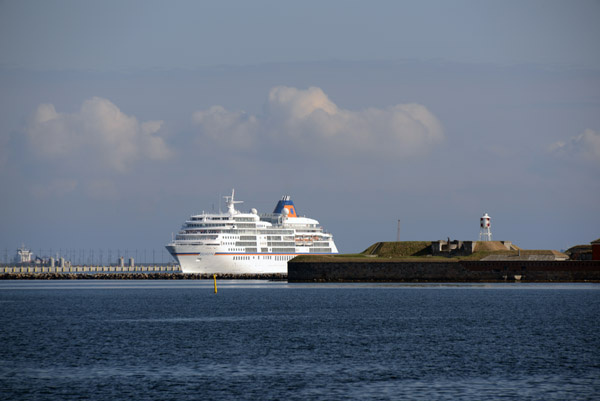 M/V Europa arriving past Trekroner Fort, Port of Copenhagen