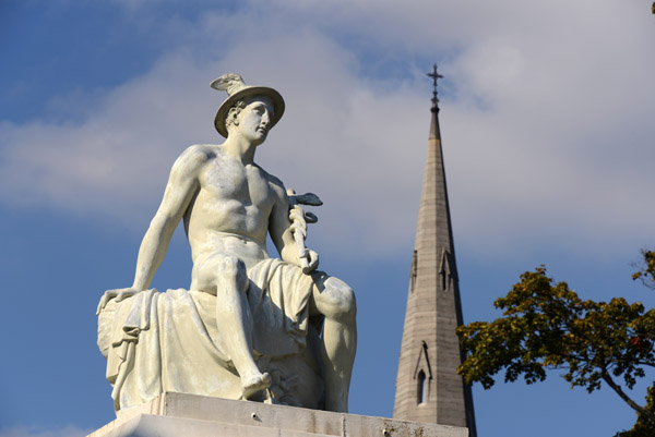 Mercury with the spire of St. Albans Church, Copenhagen