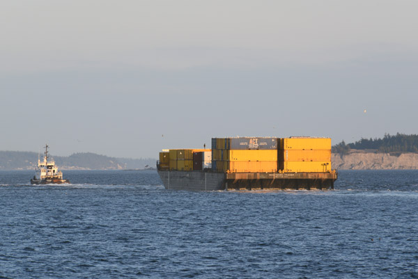 Barge under tow, the Westward Trader out of Seattle