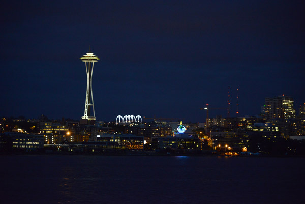 Victoria Clipper arriving in Seattle after dark