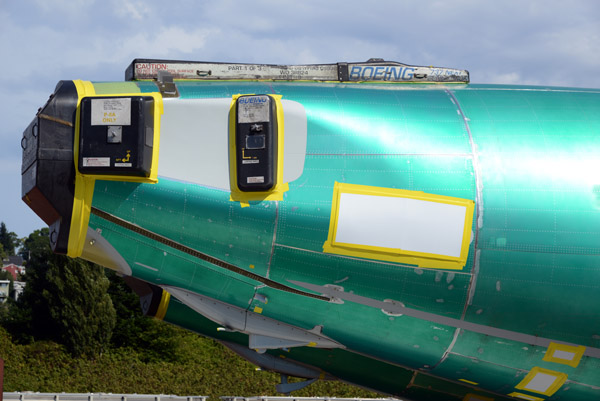 Boeing 737 fuselages on rail cars, Seattle