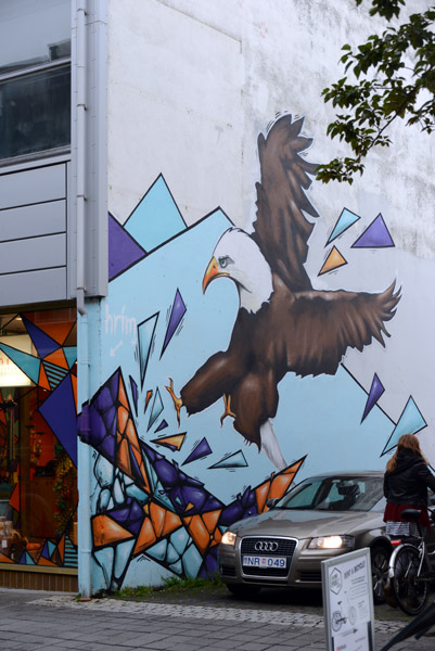 Mural of a bald eagle by rn Tnsberg (a.k.a. Selur), Reykjavk