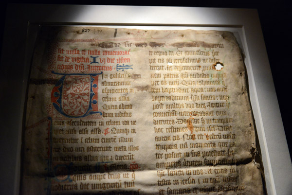 Leaf from a vellum manuscript, 13th C.