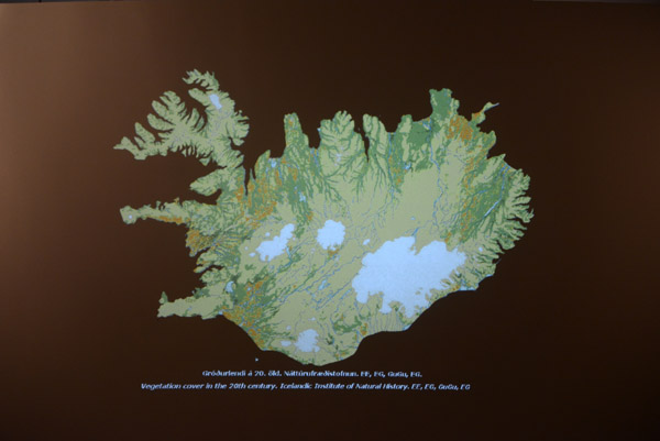 Map showing the vegetation cover in Iceland during the 20th C.