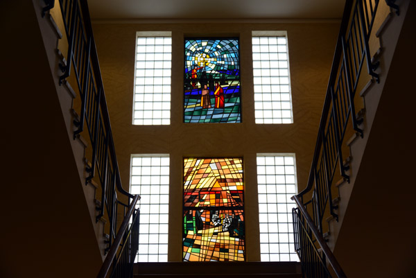 Staircase with stained glass, National Museum of Iceland