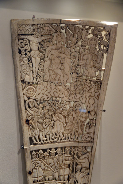 Whalebone carved with Bible scenes, Skas∂, ca 1600