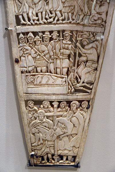 Whalebone carved with Bible scenes, Skas∂, ca 1600