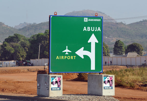Abuja Road Sign for City Centre and Airport