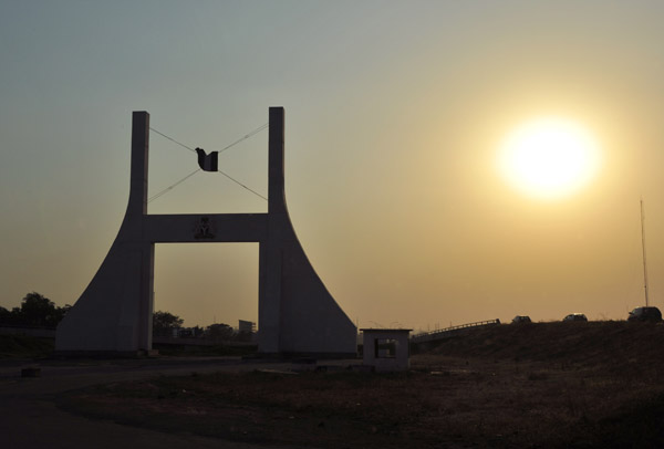 Gateway of Abuja with the setting sun