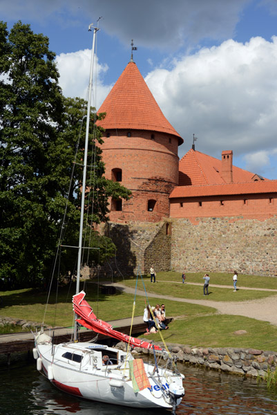 Sailboat and the southwest tower, Trakai Castle
