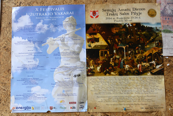 Posters for events at Trakai Castle, summer of 2014