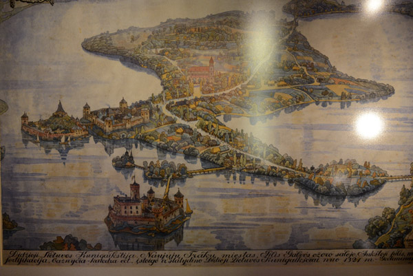Artist's impression of an aerial view of Trakai in 1324
