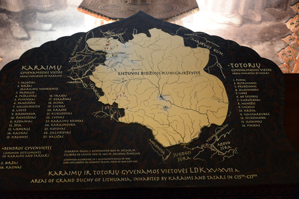 Map of the Grand Duchy of Lithuania showing areas inhabited by Karaims and Tatars in the 15th-17th C.