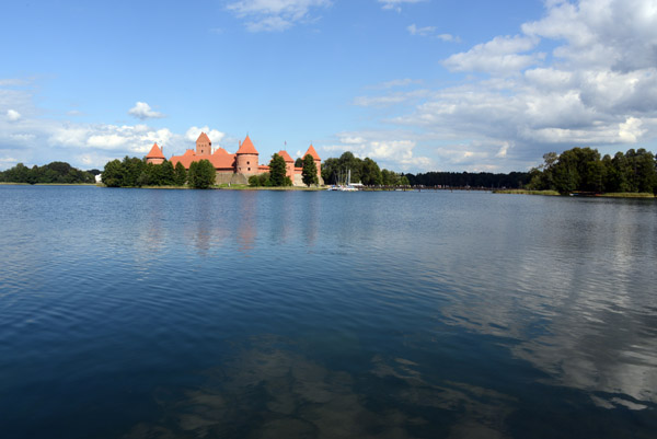 Trakai Island Castle seen from the west across Lake Galvė