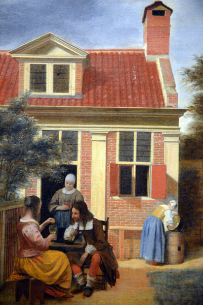 Figures in a Courtyard behind a House, Pieter de Hooch, ca 1663-1665
