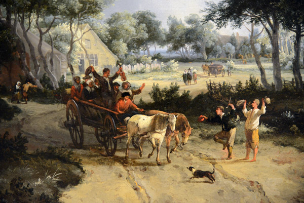Detail, Wooded Landscape with Merrymakers in a Cart, Meindert Hobbema, ca 1665