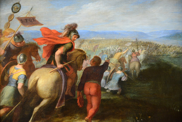 The Romans nearly overpower the Army of Julius Caesar through the Treachery of a Batavian