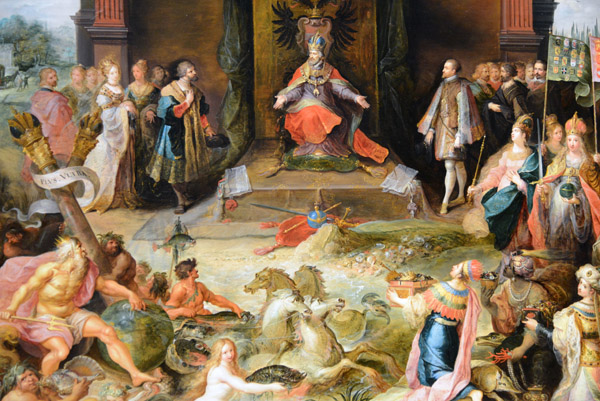 Allegory of the Abdication of Emperor Charles V in Brussels, Frans Francken II, ca 1630-1640