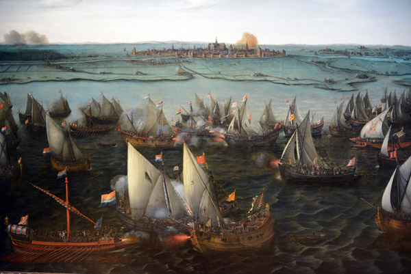 Battle Between Dutch and Spanish Ships on the Haarlemmermeer (Dutch Revolt of 1572), Hendrik Cornelisz Vroom, ca 1629