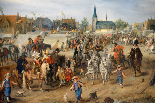 Prince Maurice and Frederick Henry at the Valkenburg Horse Fair, Adriaene Pietersz van de Venne, 1618