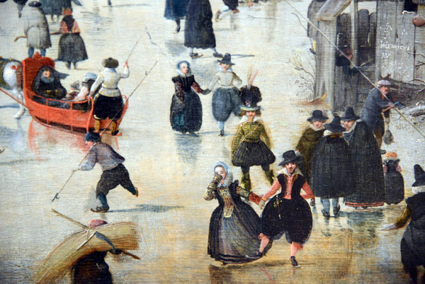 Detail, Winter Landscape with Ice Skaters, Hendrick Avercamp, ca 1608
