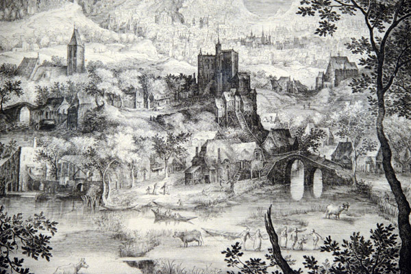Landscape with the Healing of the Blind, Jan van Londerseel after David Vinckboons, ca 1601