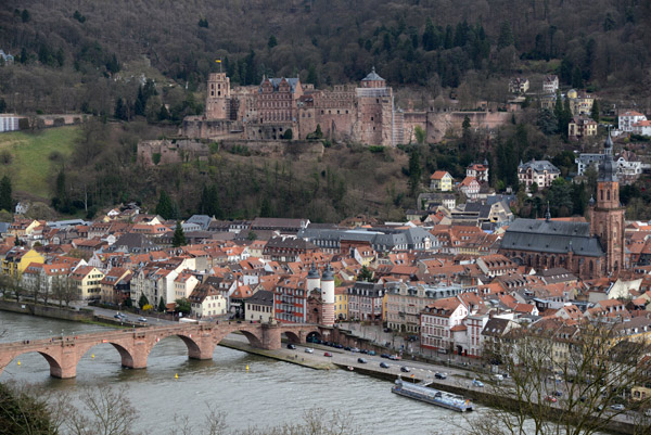 Old City of Heidelberg with the Castle and Old Bridge from Philosophers' Way