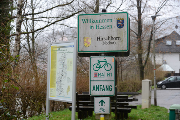 The Burgenstrae enters Hessen briefly at Hirschhorn before returning to Baden-Wrttemberg